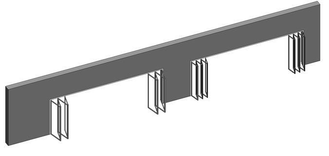 Folding door 8 12 Panels Parametric Revit family 3D model