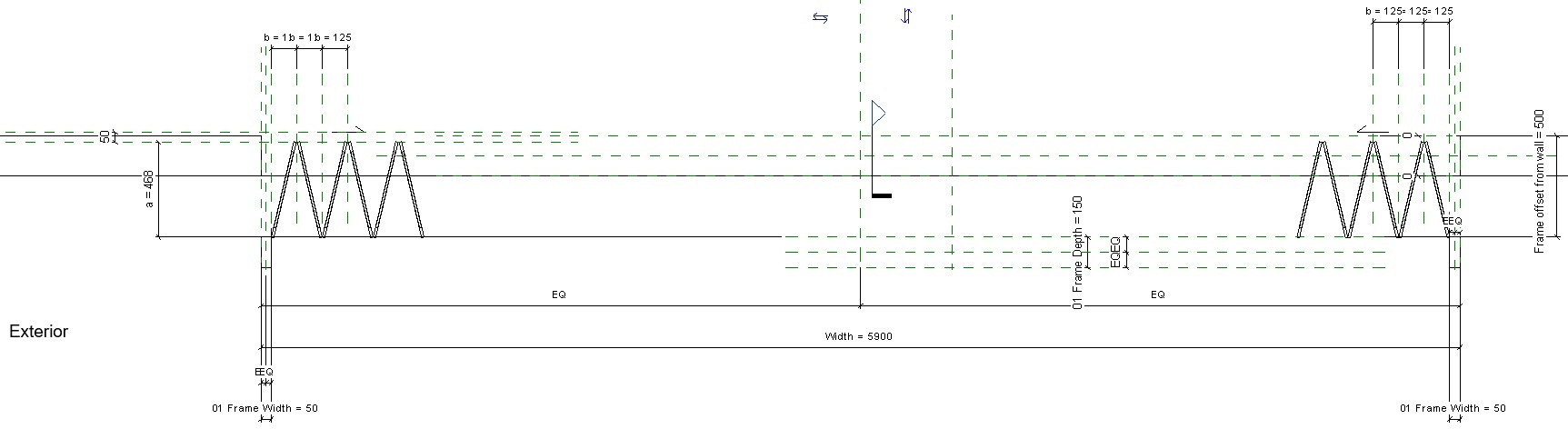 Folding door 8 12 Panels Parametric Revit family 3D model_4
