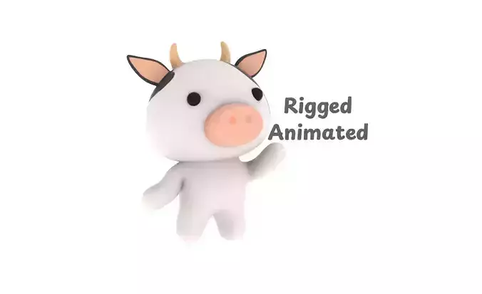 Chubby Cow Animated for Games Low-poly 3D model