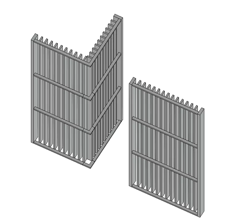 Vertical louvers set Parametric Revit family 3D model_0