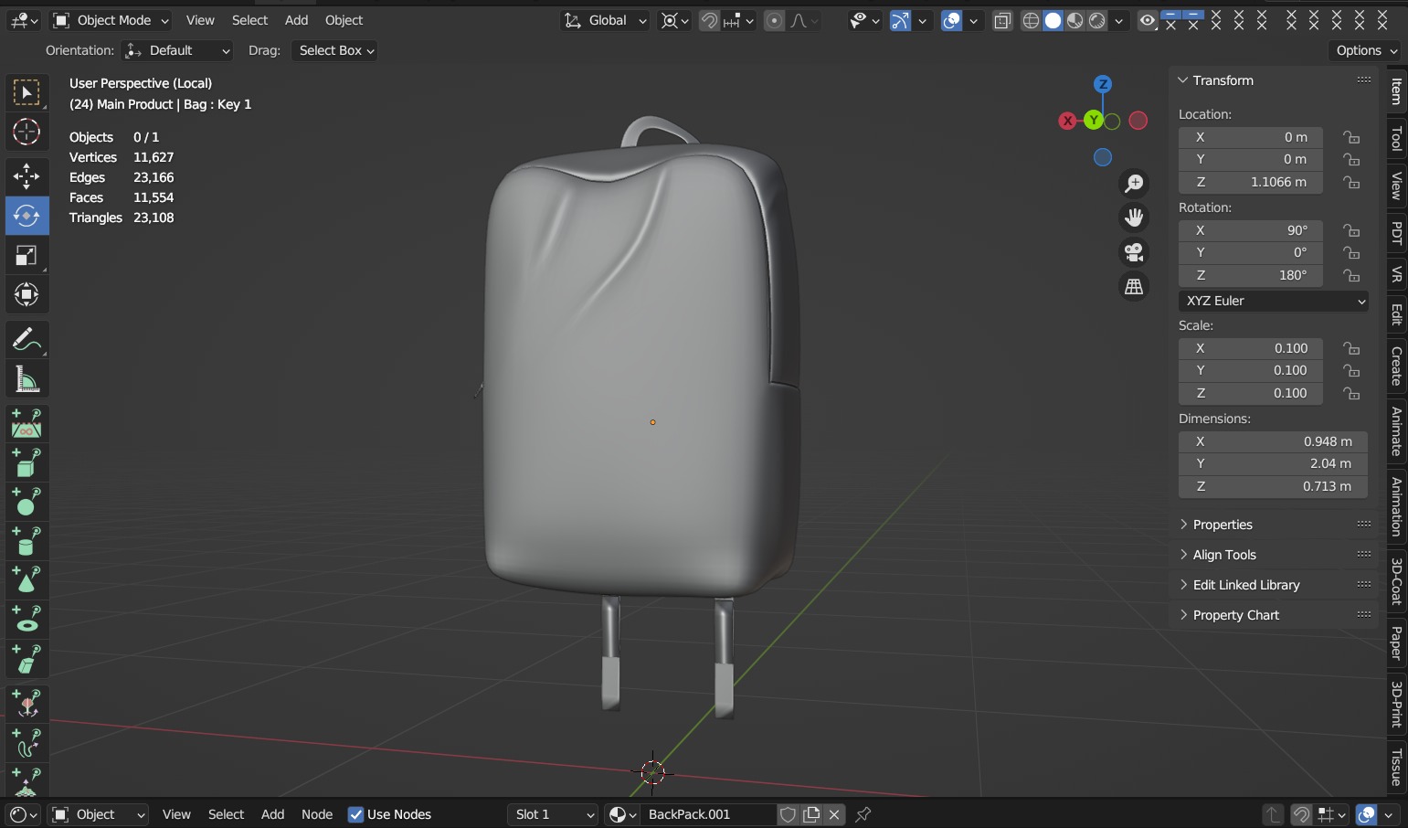 Soft Simple Stylized Carrying Touring Backpack 3D model_13