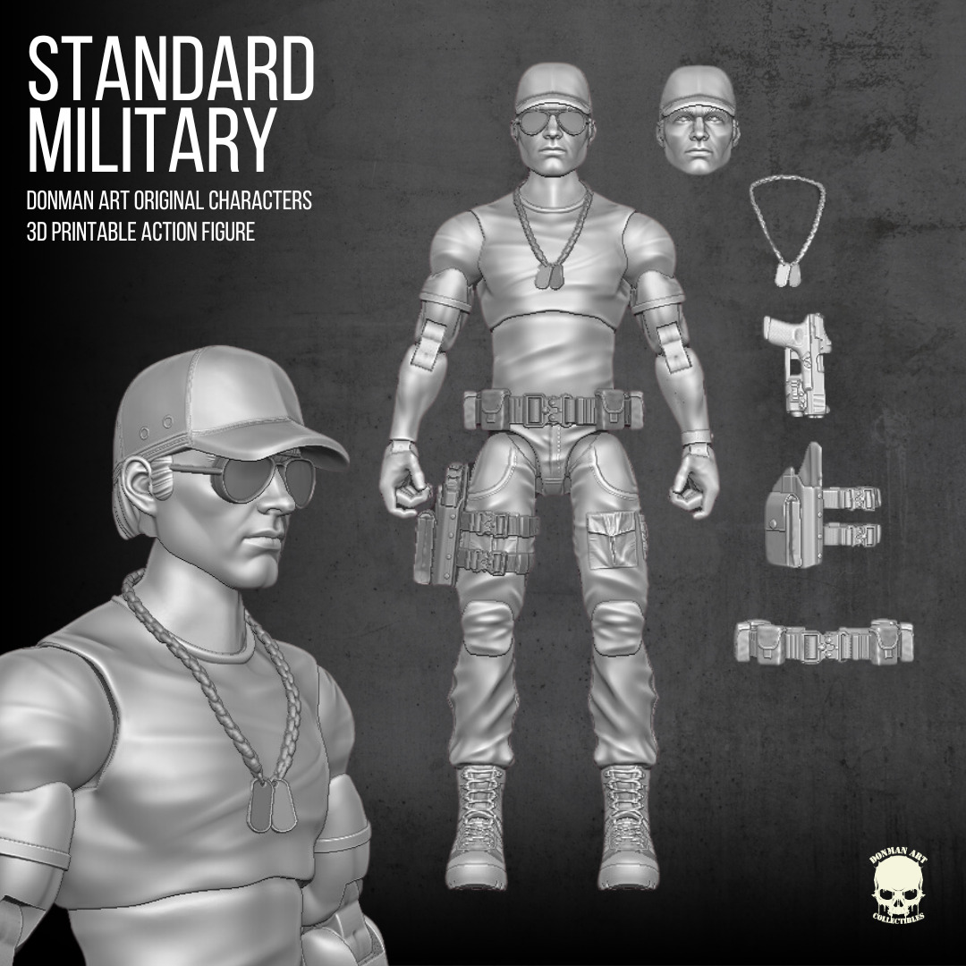 Standard Military Donman art Original 3D full action figure 3D print model_29