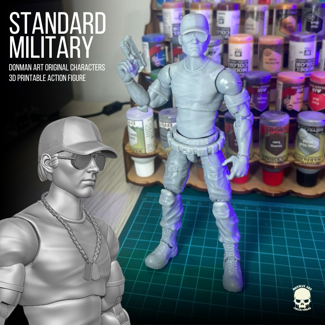 Standard Military Donman art Original 3D full action figure 3D print model_3