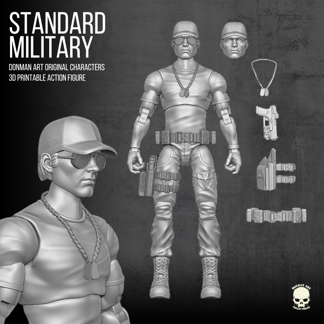 Standard Military Donman art Original 3D full action figure 3D print model_7