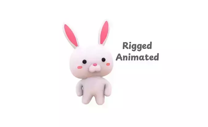 Chubby Rabbit Animated for Games Low-poly 3D model