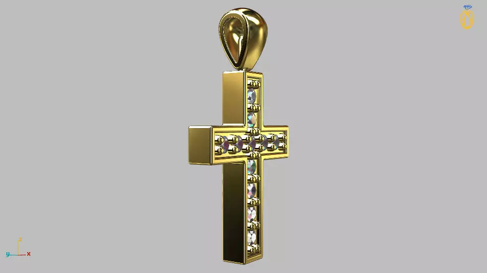 Cross Pendant Gems 1 50mm 3D print model