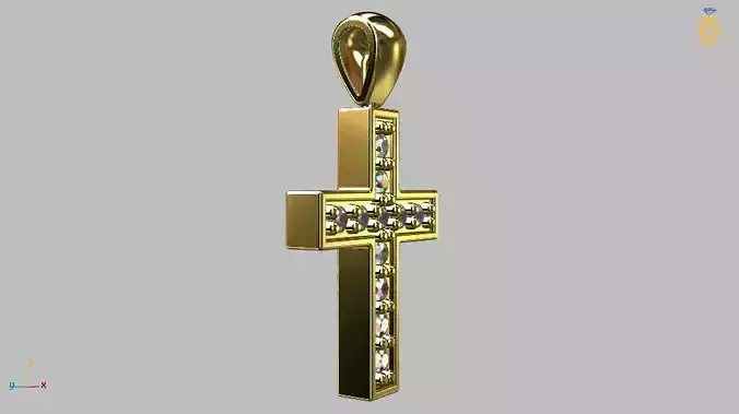 Cross Pendant Gems 1 50mm