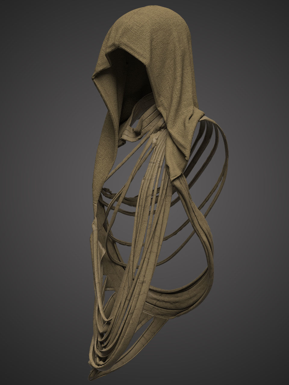 Game character wear -3 in 1 hooded cloak  3D model_4