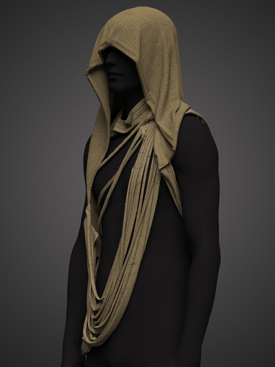 Game character wear -3 in 1 hooded cloak  3D model_5