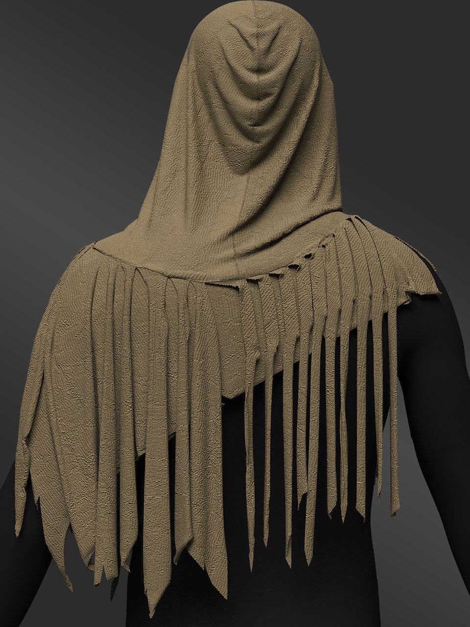 Game character wear -3 in 1 hooded cloak  3D model_9