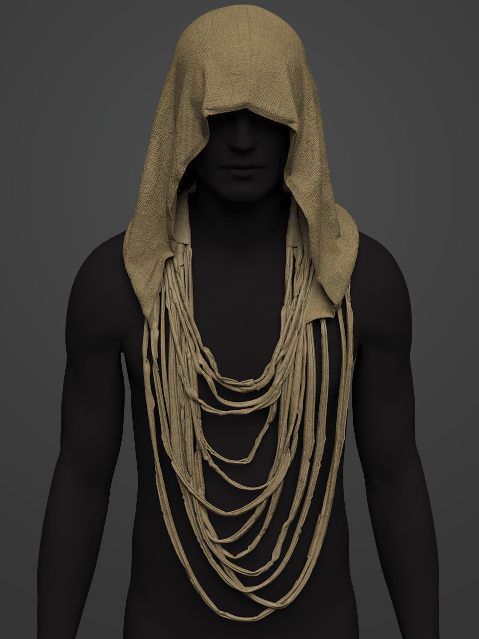 Game character wear -3 in 1 hooded cloak  3D model_3