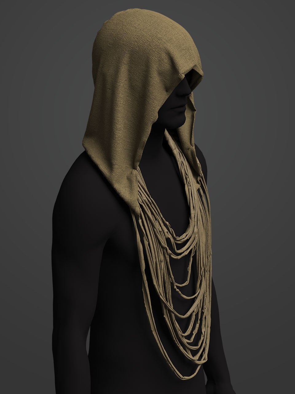 Game character wear -3 in 1 hooded cloak  3D model_2