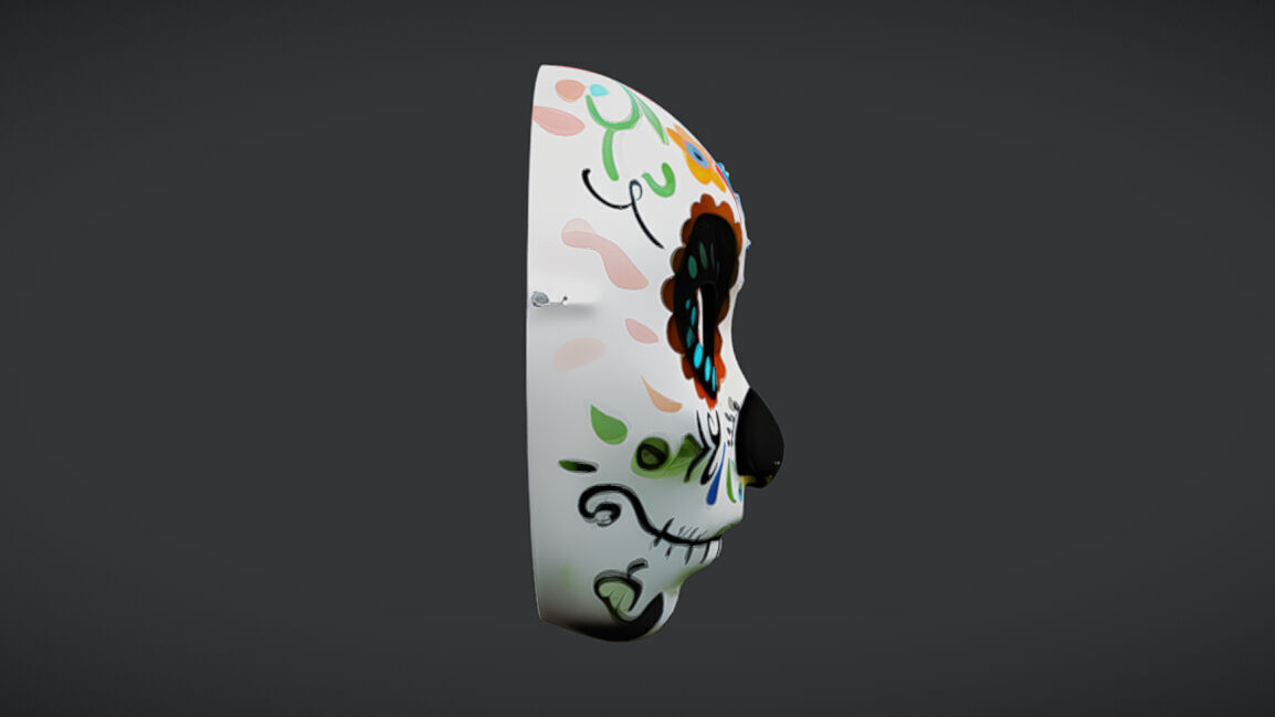 Day of the Dead Sugar Skull Mask Low-poly 3D model_3