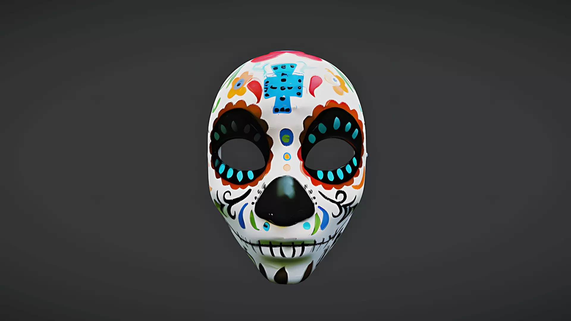 Day of the Dead Sugar Skull Mask Low-poly 3D model_0