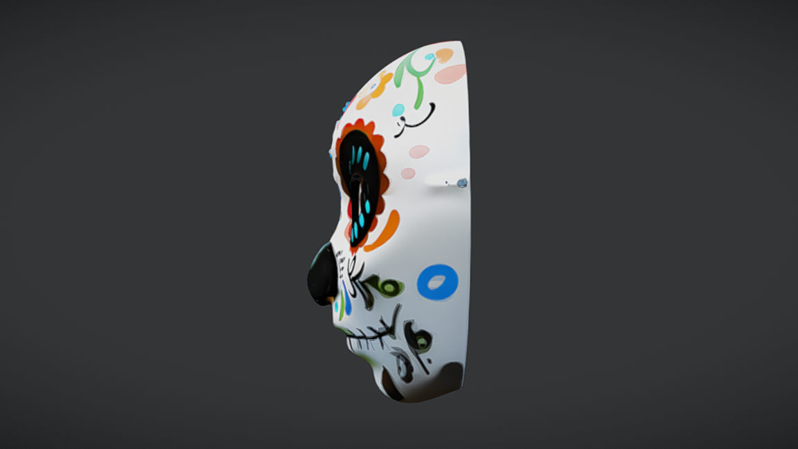 Day of the Dead Sugar Skull Mask Low-poly 3D model_2