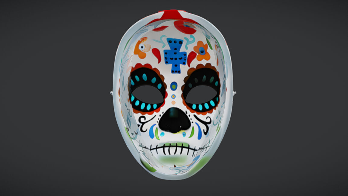 Day of the Dead Sugar Skull Mask Low-poly 3D model_1