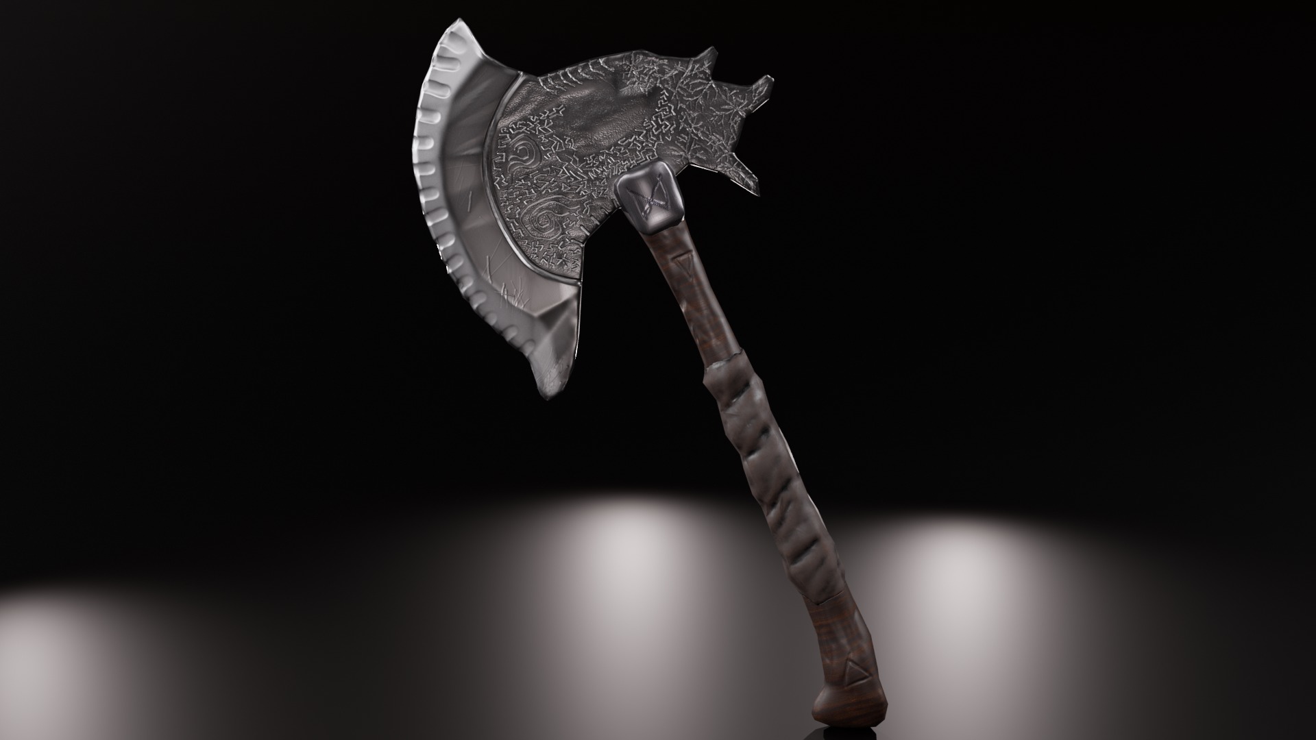 Rune axe Low-poly 3D model_6