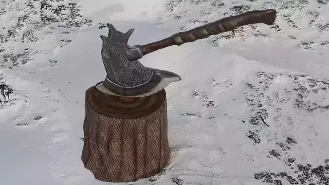 Rune axe Low-poly 3D model