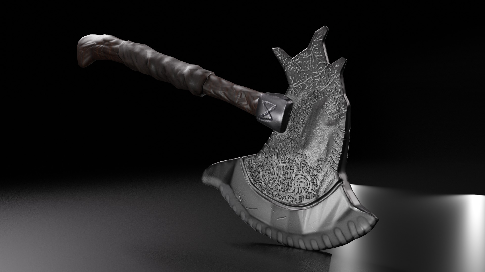 Rune axe Low-poly 3D model_3