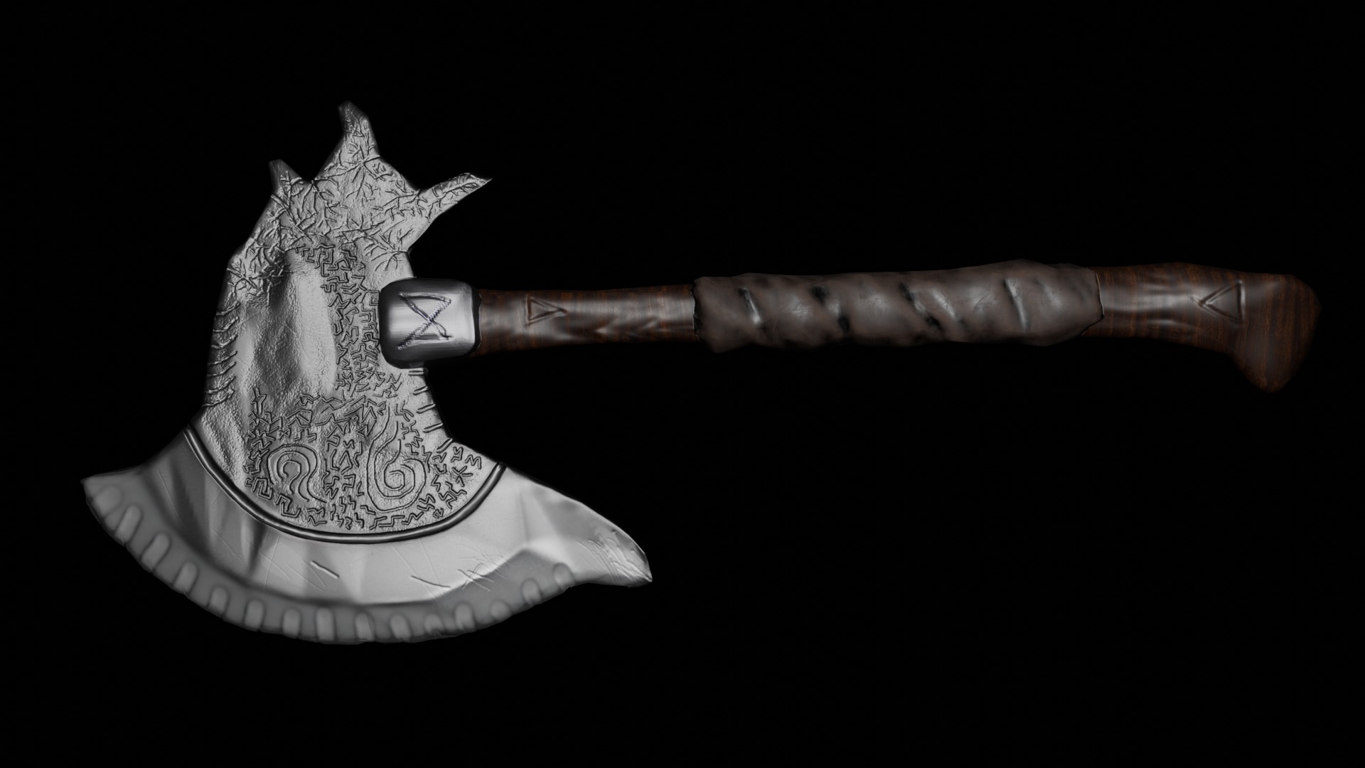 Rune axe Low-poly 3D model_1