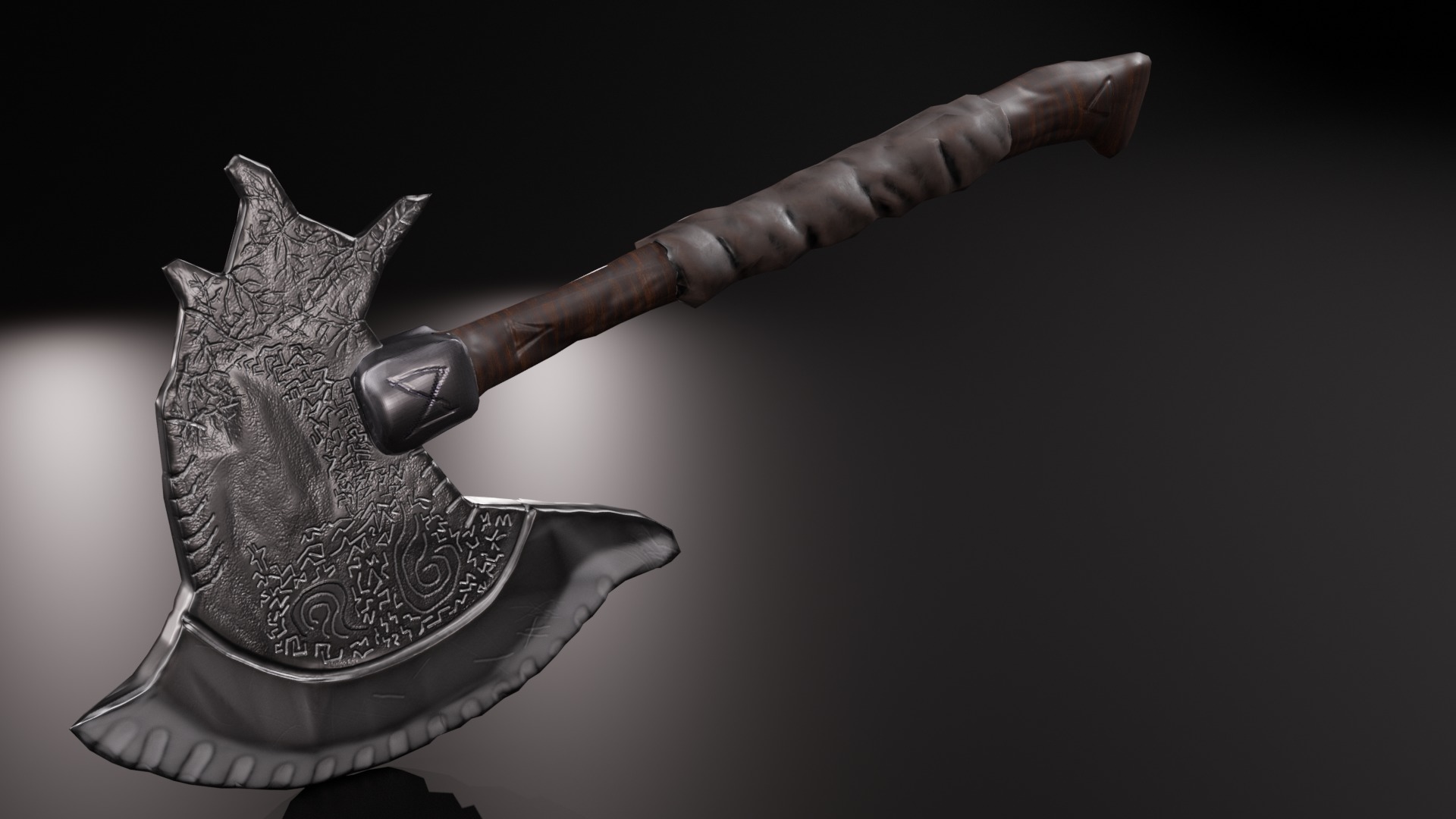Rune axe Low-poly 3D model_5