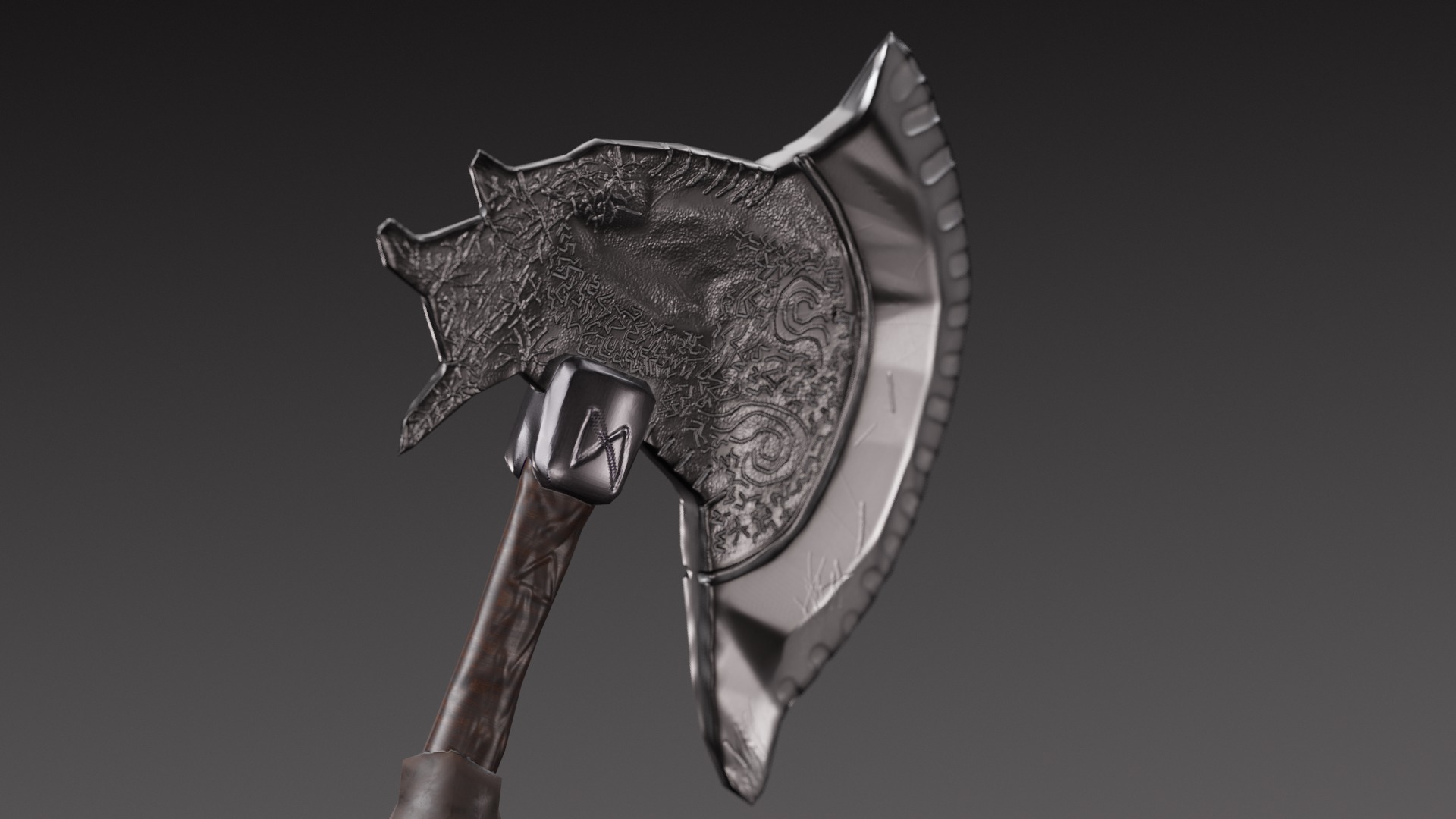 Rune axe Low-poly 3D model_4