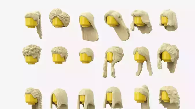 TwindBricks3D - Minifigure Hair pack 1 3D print model