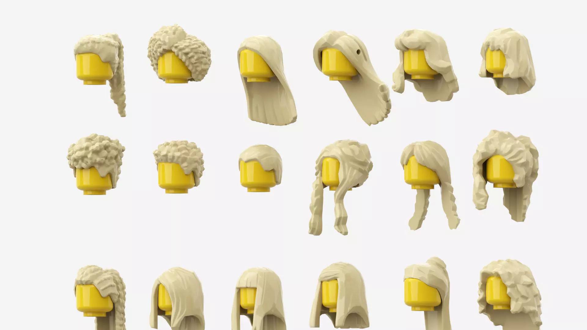 TwindBricks3D - Minifigure Hair pack 1 3D print model