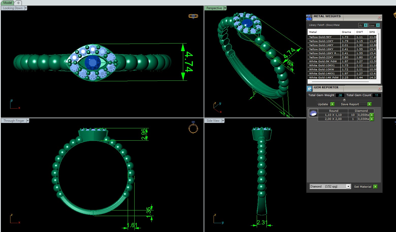 Eye Model Diamond Ring 3D print model_1