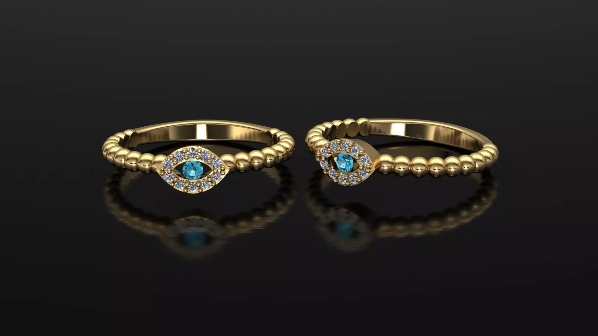 Eye Model Diamond Ring 3D print model_0