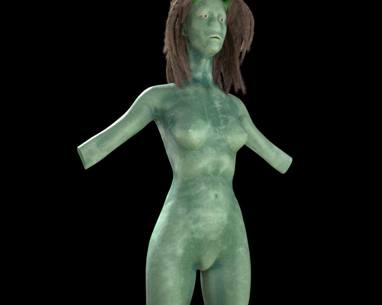 naked female alien 3D model_1