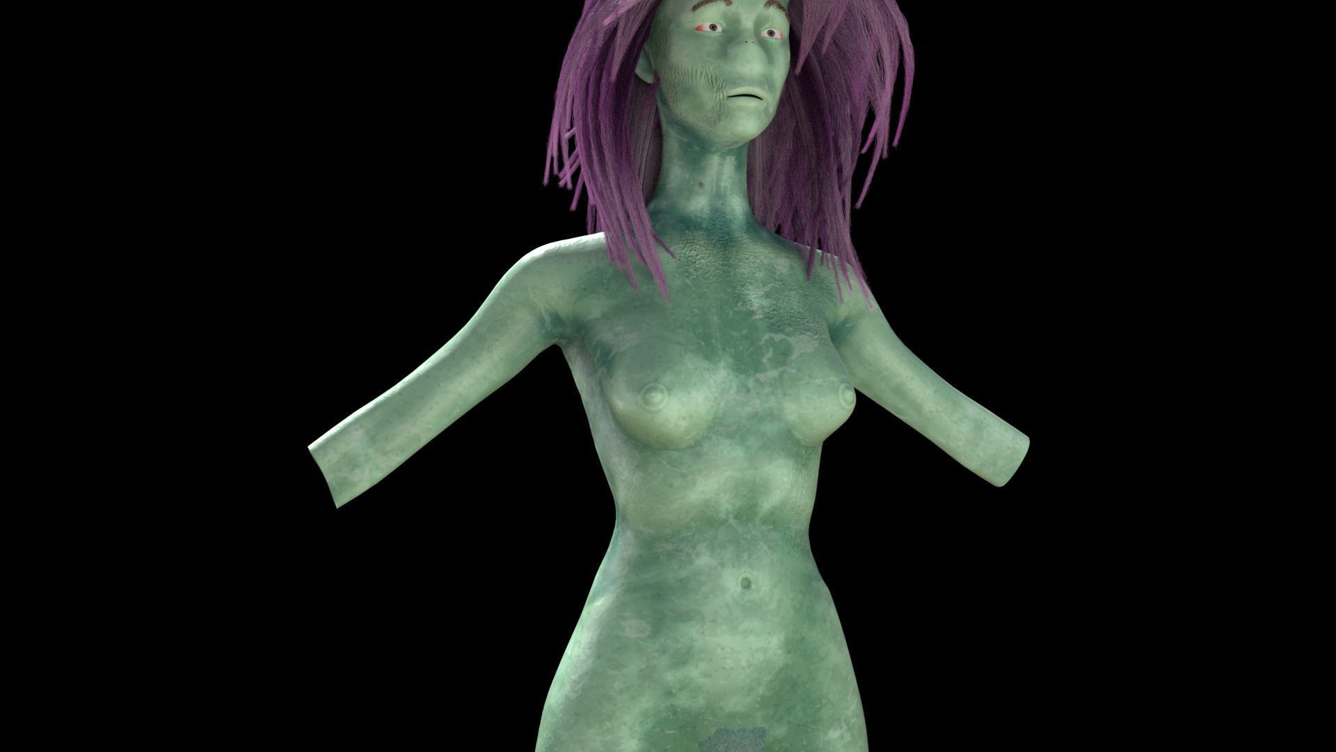 naked female alien 3D model_3