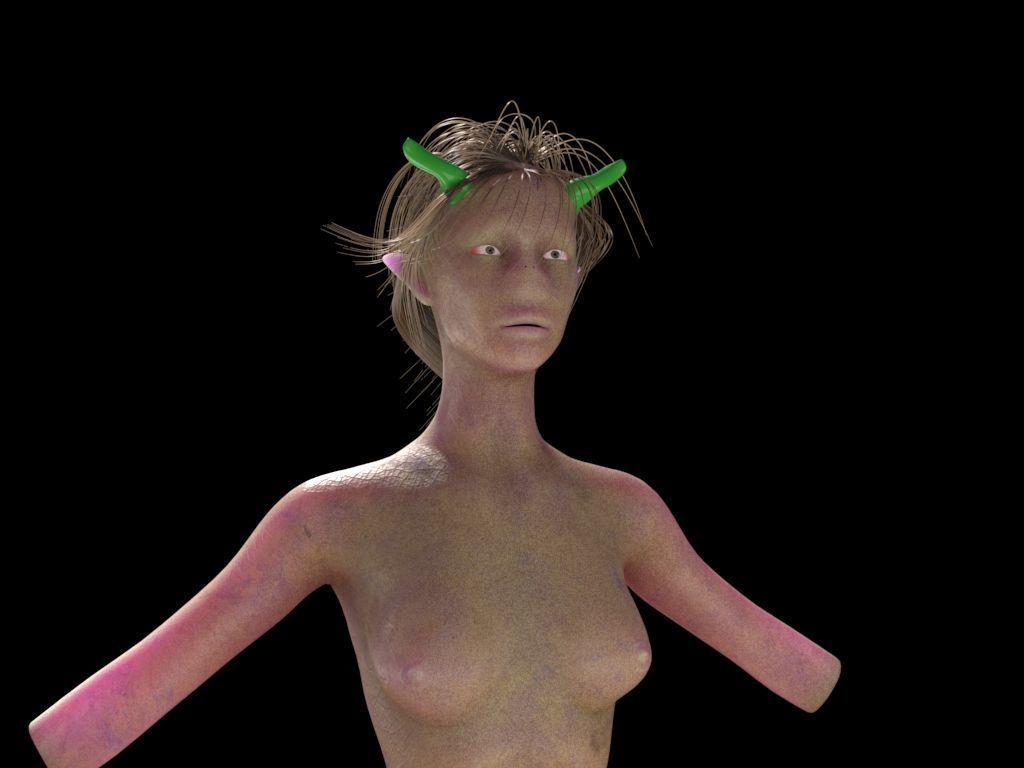 naked female alien 3D model_8