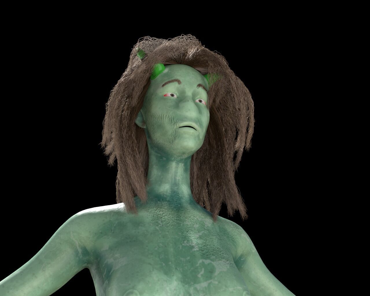 naked female alien 3D model_2