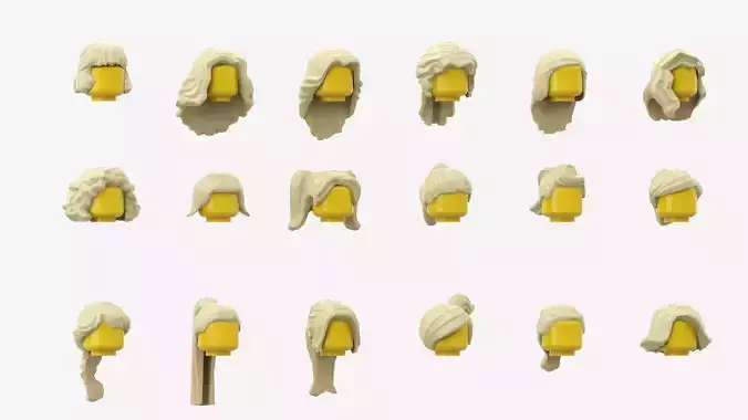 TwinD Lego  - Minifigure Hair pack 2 3D print model