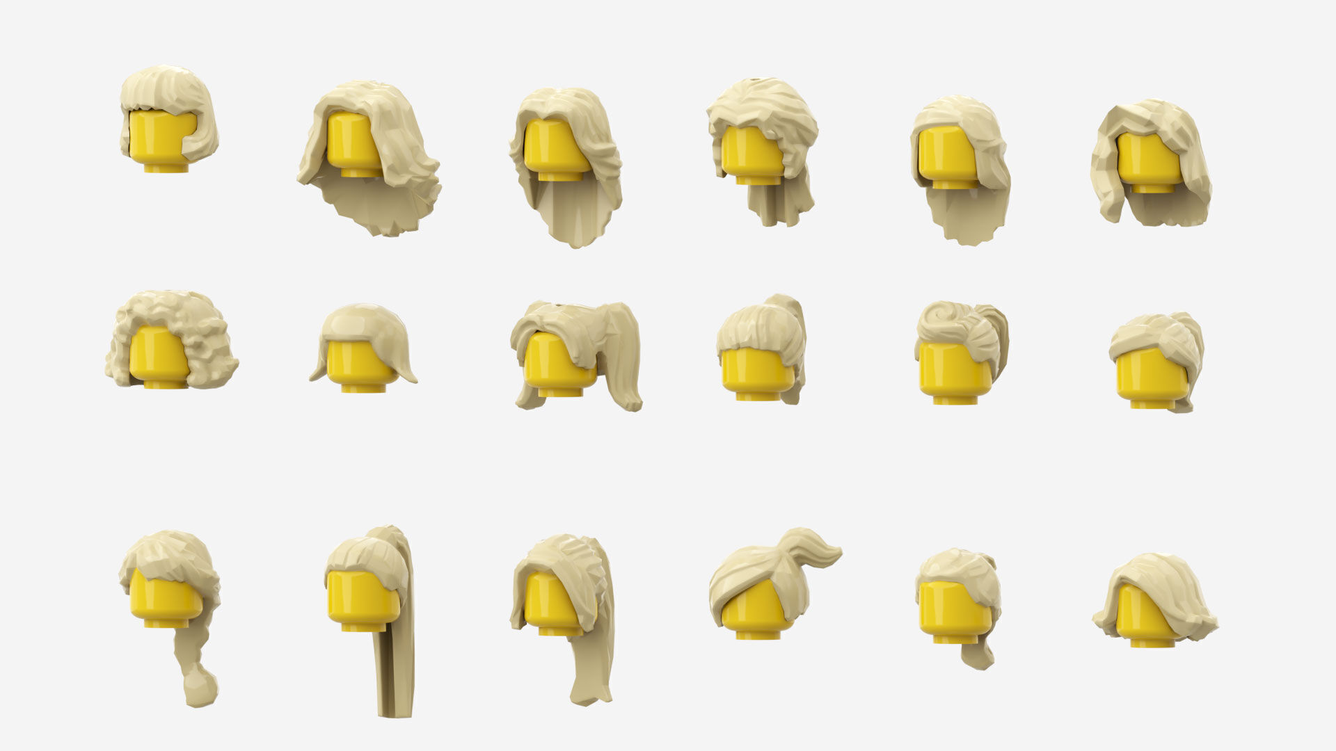 TwinD Lego  - Minifigure Hair pack 2 3D print model_1