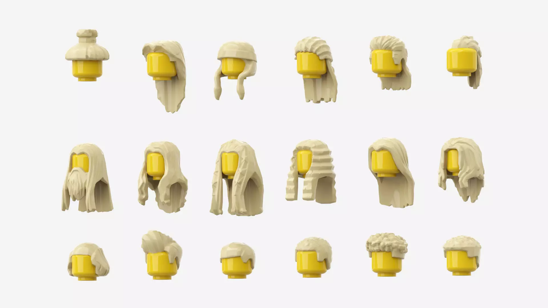 TwindBricks3D - Minifigure Hair pack 3 3D print model_0
