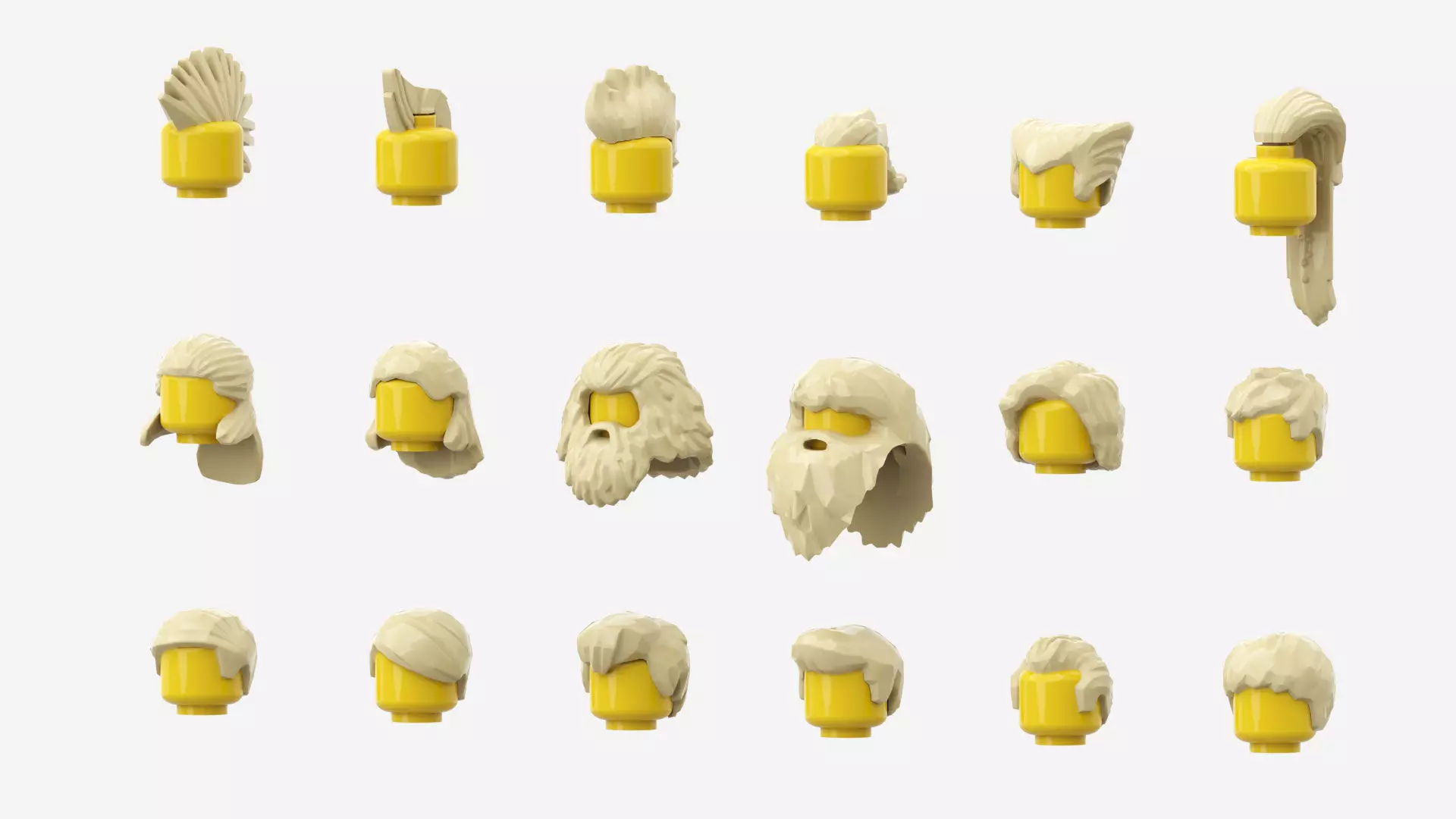 TwindBricks3D - Minifigure Hair pack 4 3D print model_0