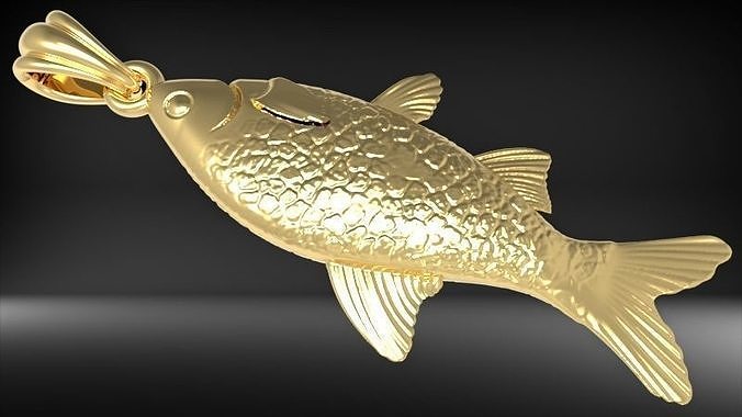 Gold Fish Pendant necklace charm  3D print model