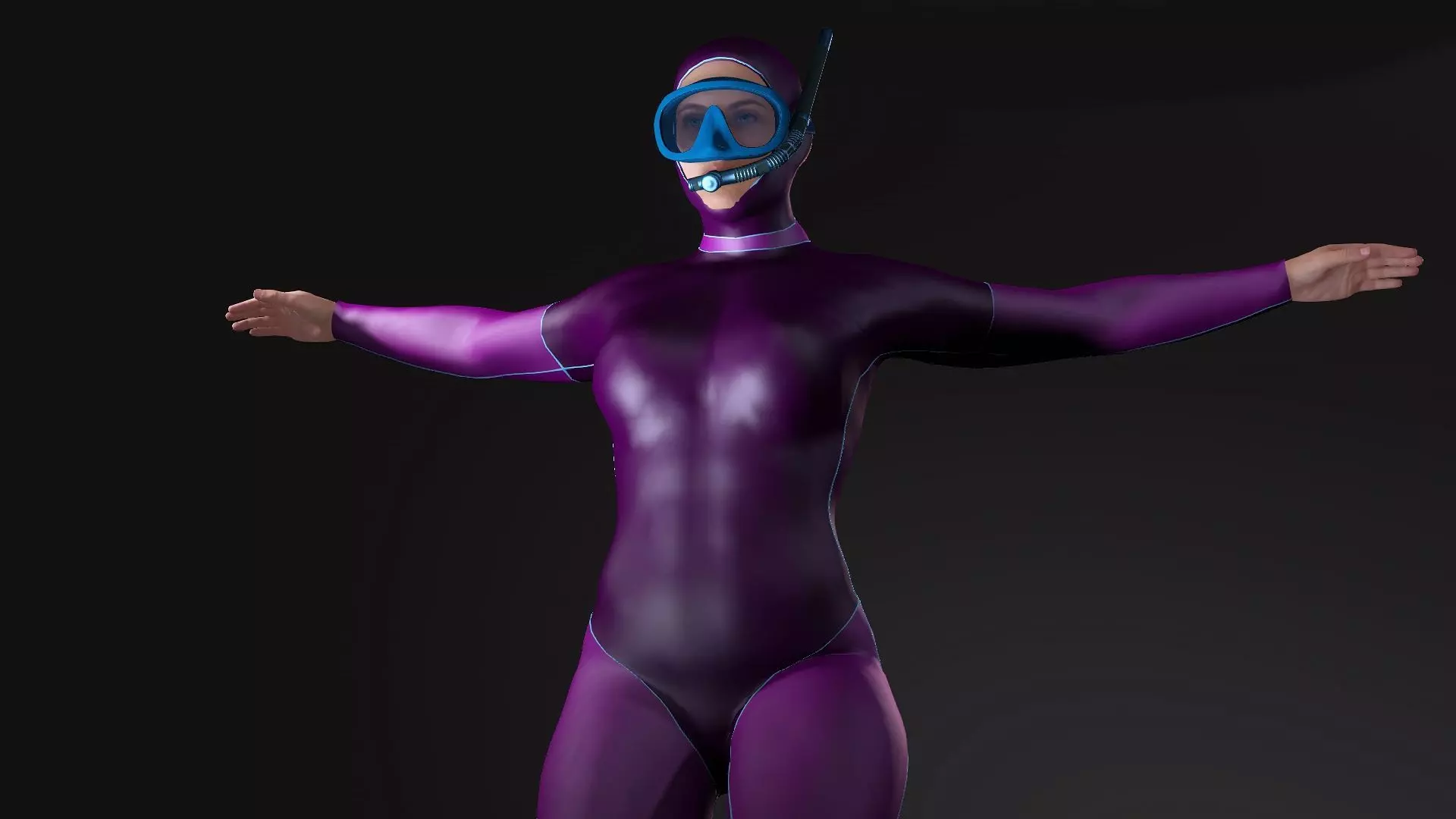 Female Diver Low-poly 3D model