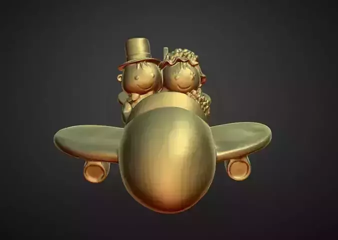 wedding cake topper plane bride groom decoration 3D print model