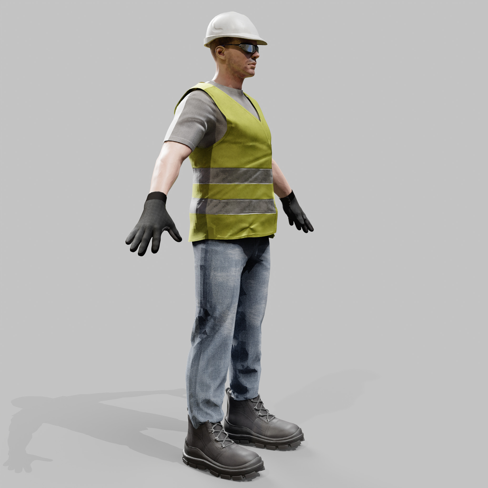 Construction Worker - Rigged - Game Ready Low-poly 3D model_5