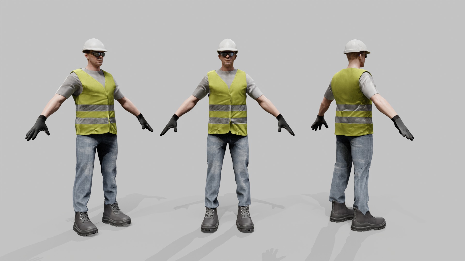 Construction Worker - Rigged - Game Ready Low-poly 3D model_2