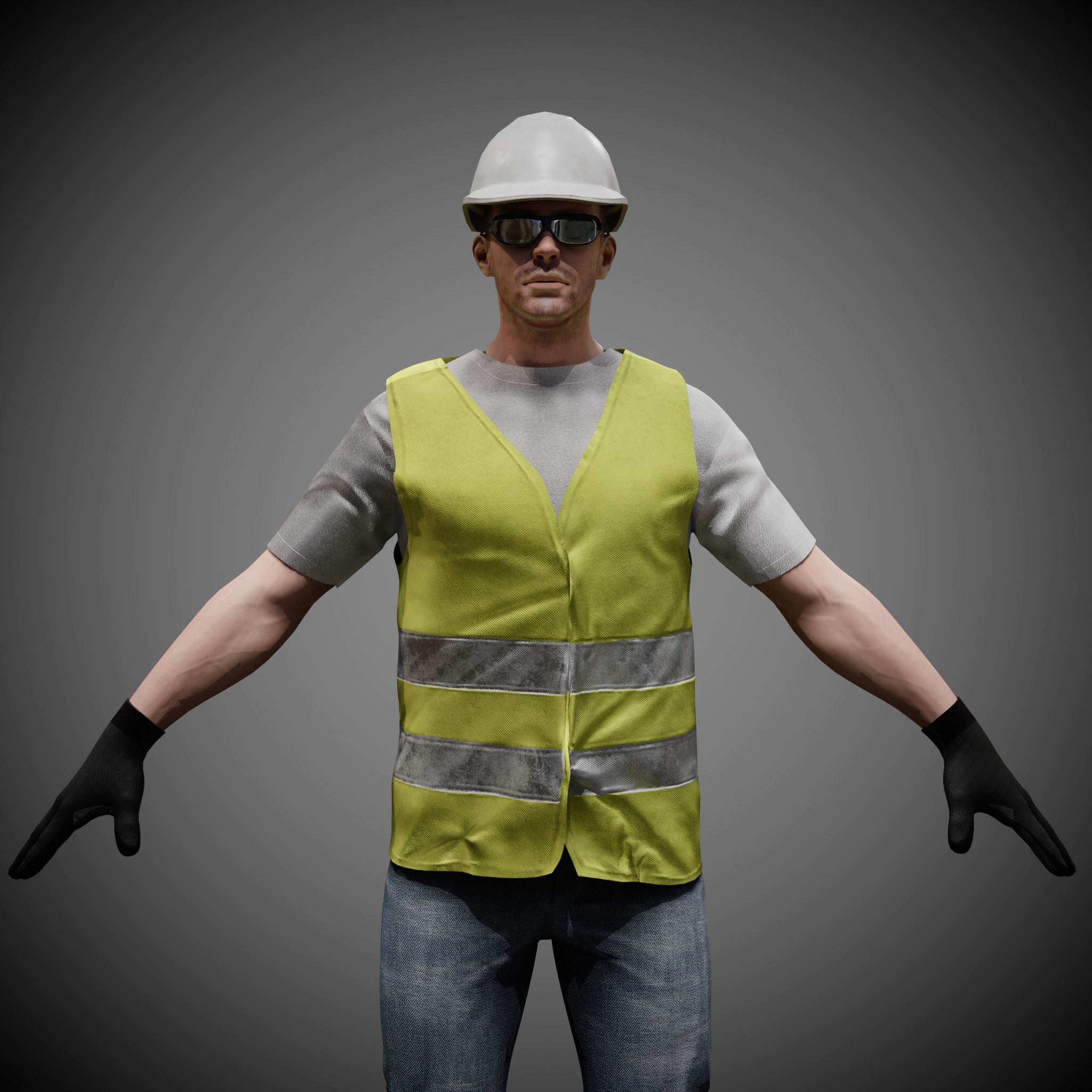 Construction Worker - Rigged - Game Ready Low-poly 3D model_33