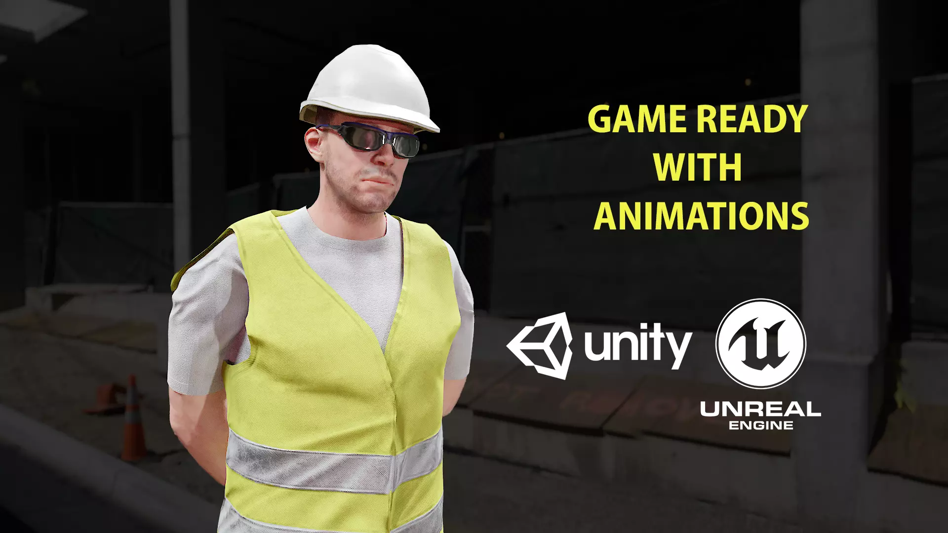 Construction Worker - Rigged - Game Ready Low-poly 3D model_0