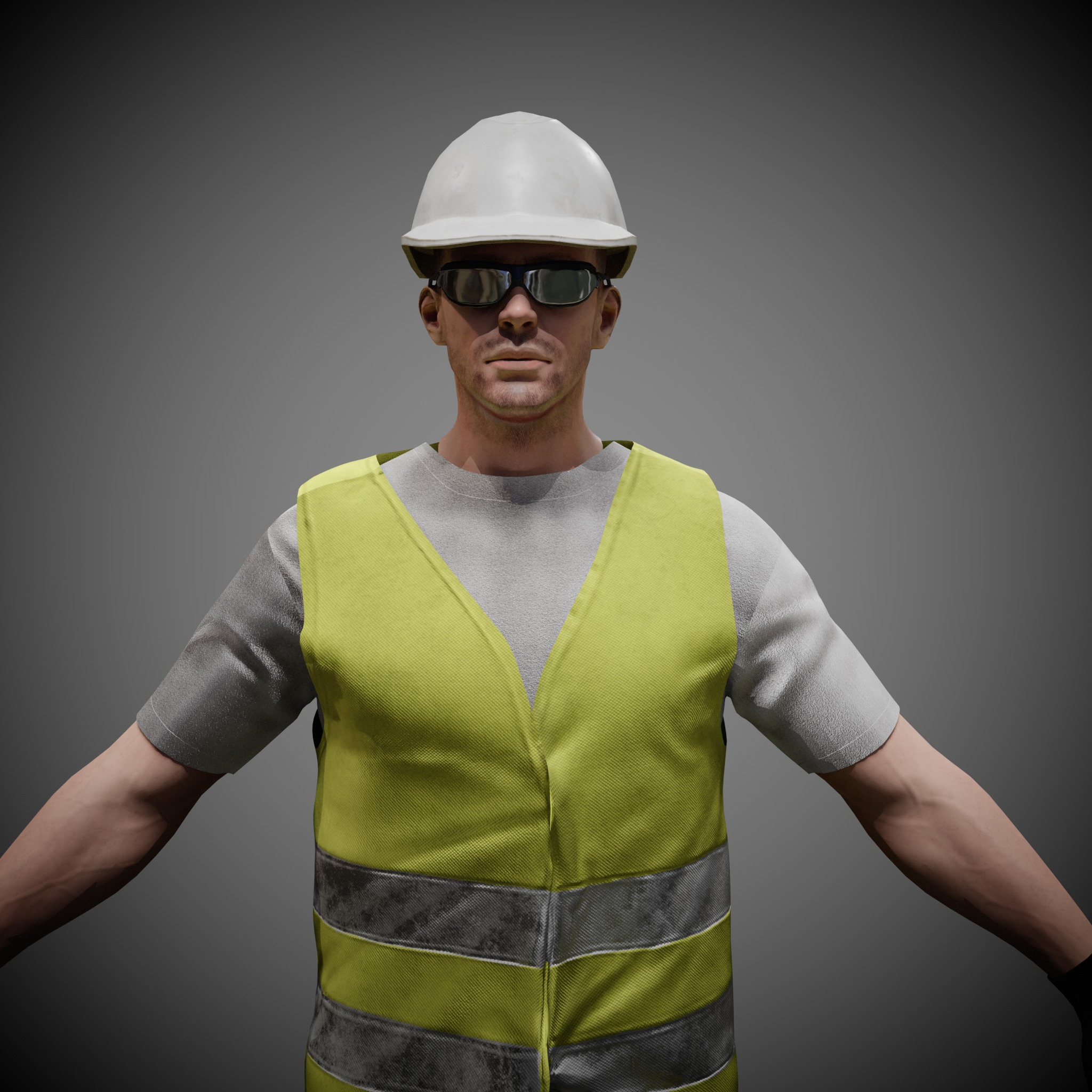 Construction Worker - Rigged - Game Ready Low-poly 3D model_34