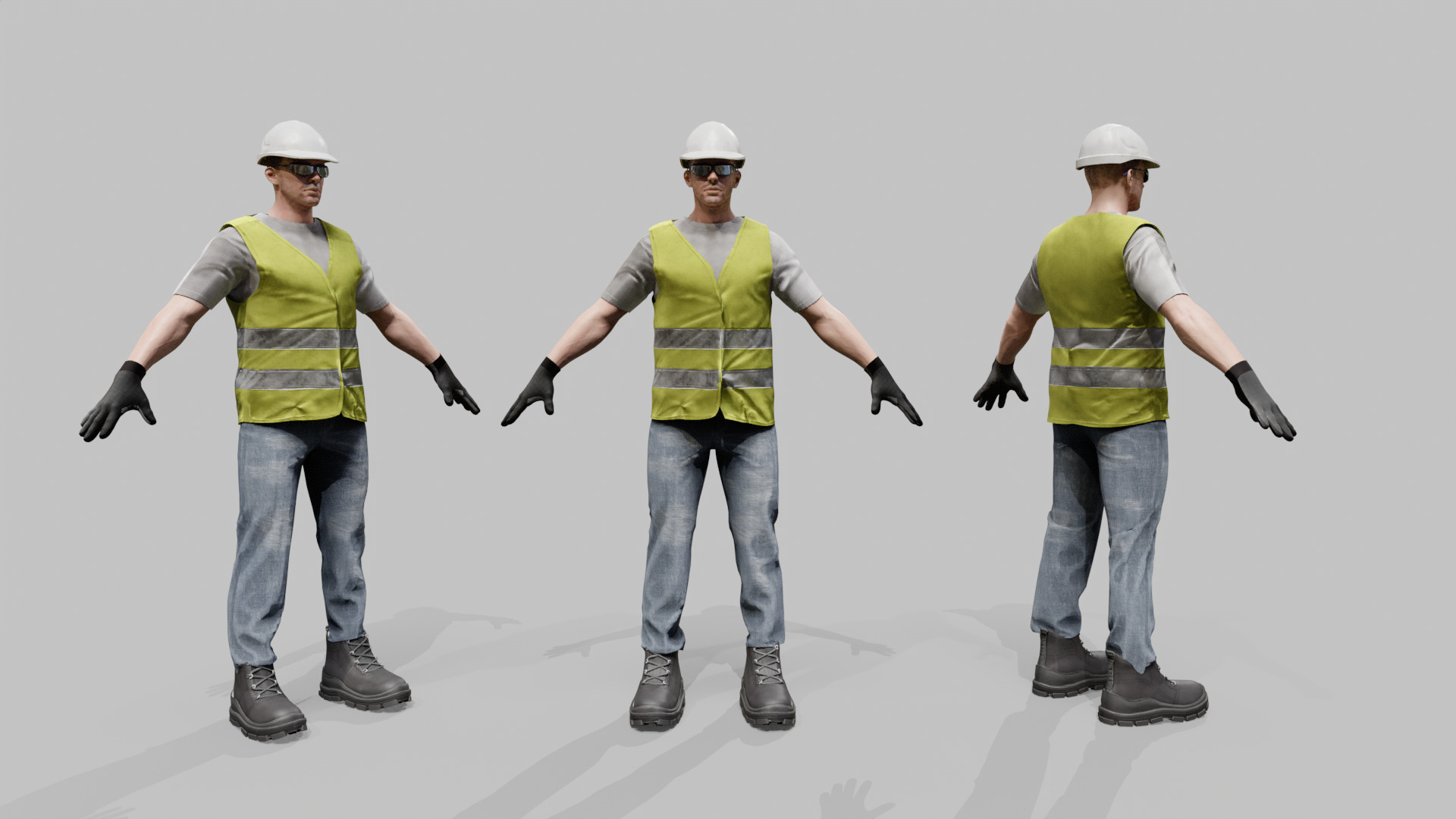 Construction Worker - Rigged - Game Ready Low-poly 3D model_36