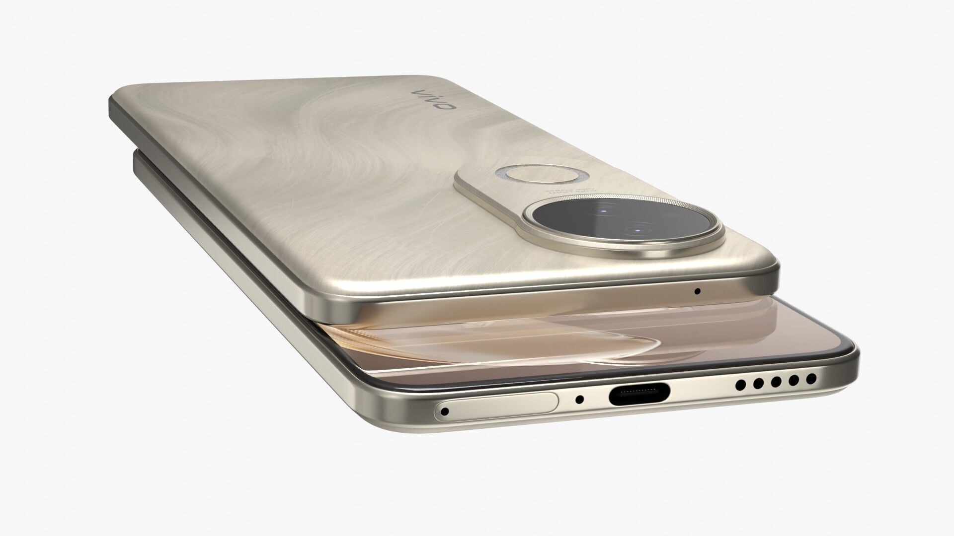 Vivo S20 Gold Low-poly 3D model_7