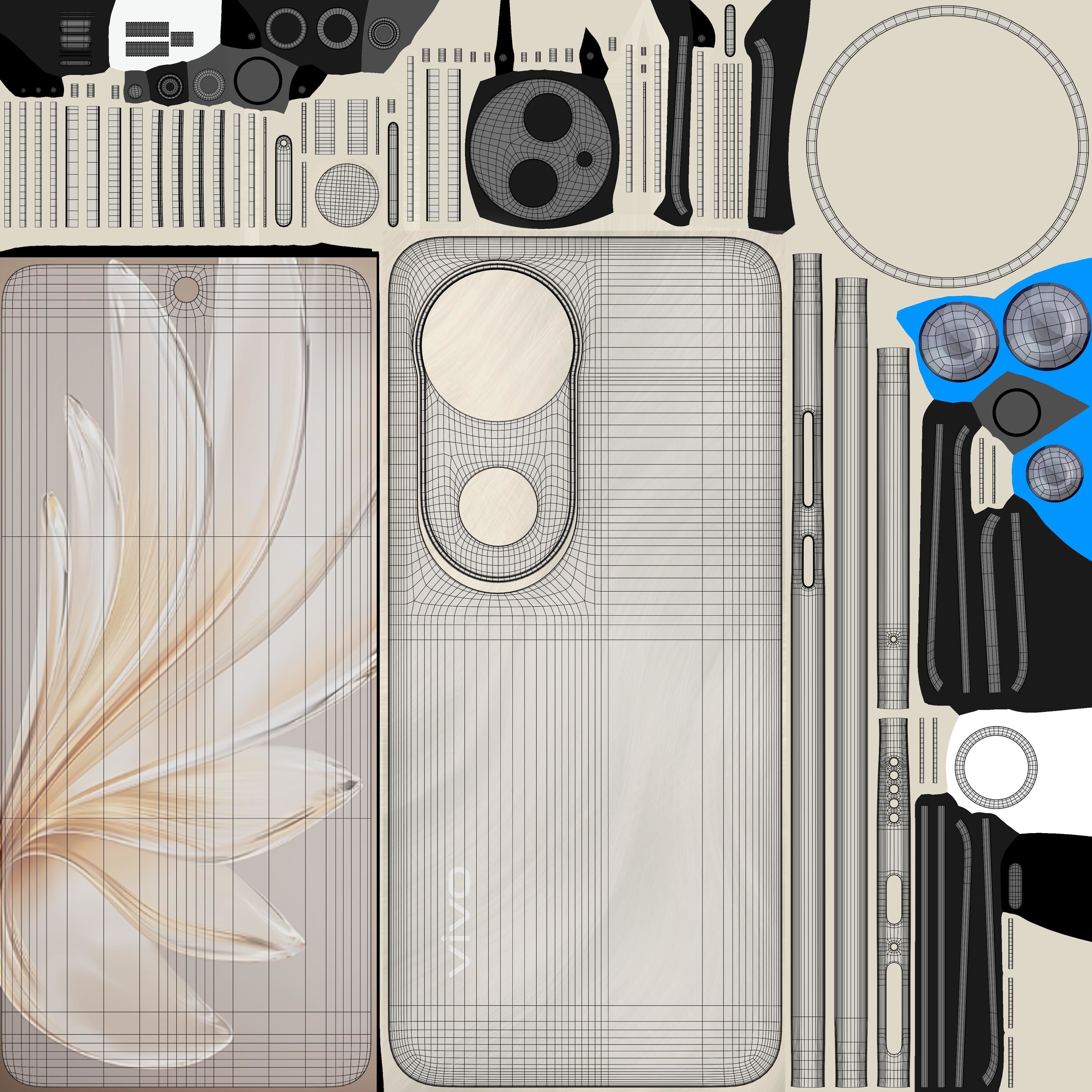 Vivo S20 Gold Low-poly 3D model_10