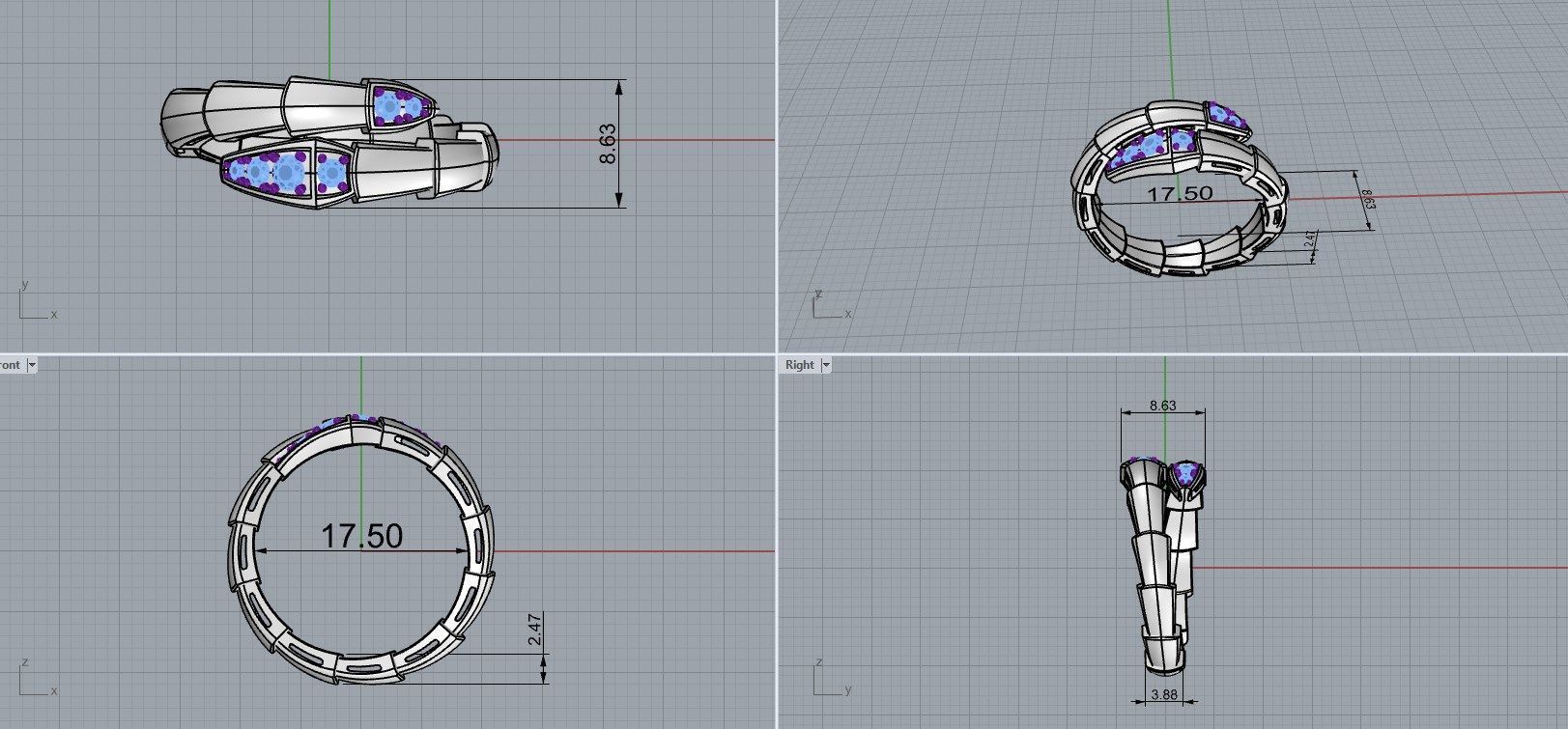 Bvlgari snake ring 3D print model_6